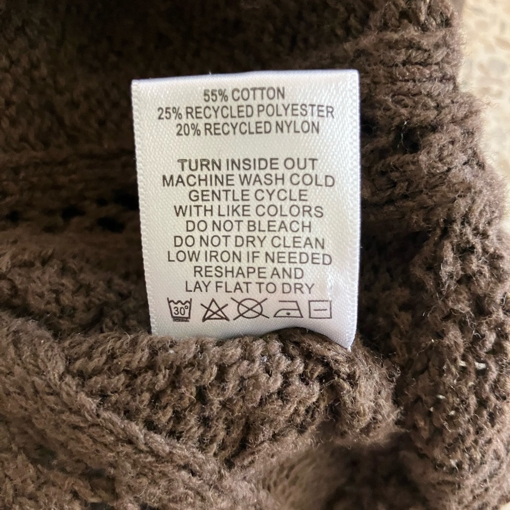 Able Ruth Cable Knit Cropped Cardigan, Brown, Size Medium - Picture 7 of 7